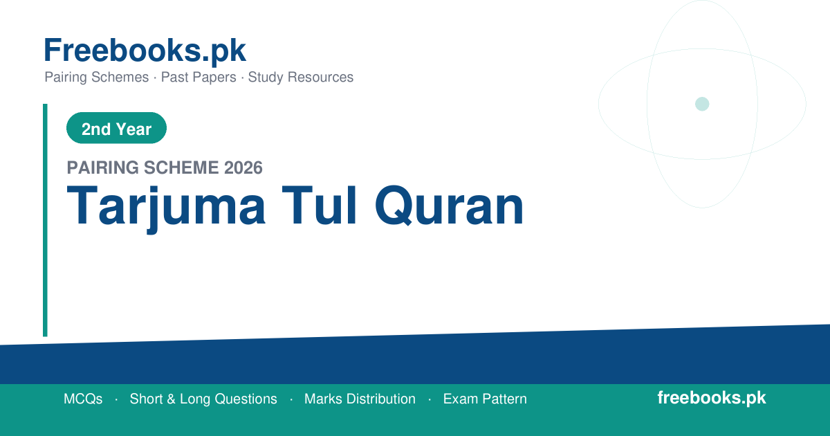 2nd Year Tarjuma Tul Quran Pairing Scheme 2026 Punjab Boards PDF Download - freebooks.pk
