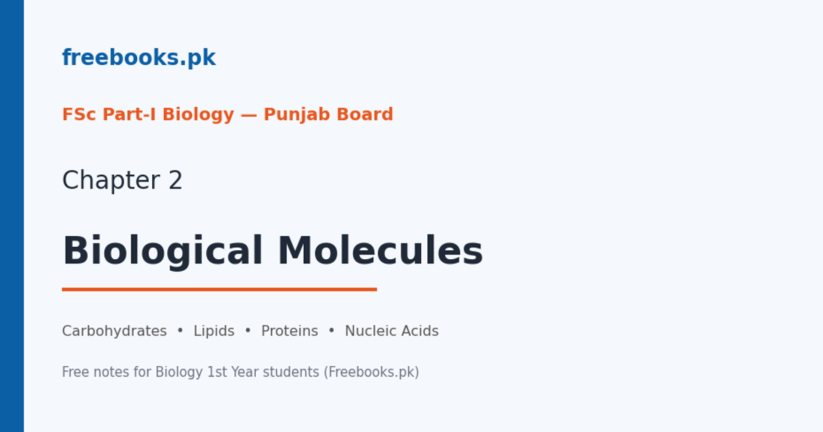Biology 1st Year Chapter 2: Biological Molecules – free notes (Freebooks.pk)
