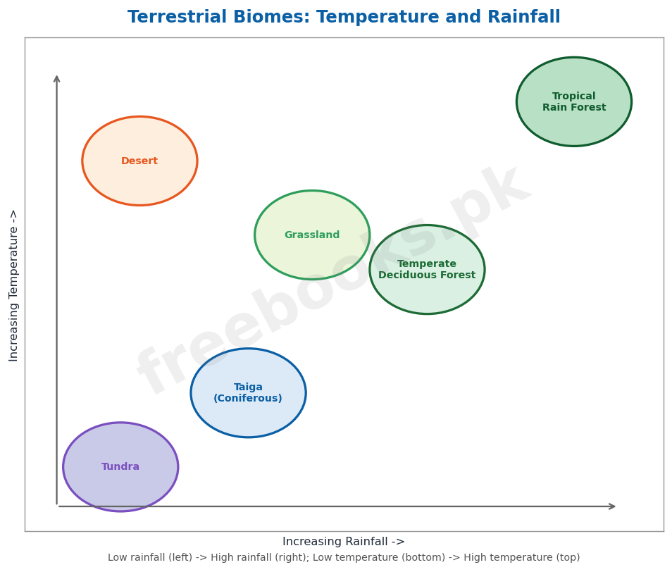 Chapter 26: Some Major Ecosystems 3 Terrestrial biomes: temperature and rainfall - Biology 2nd Year (Freebooks.pk)