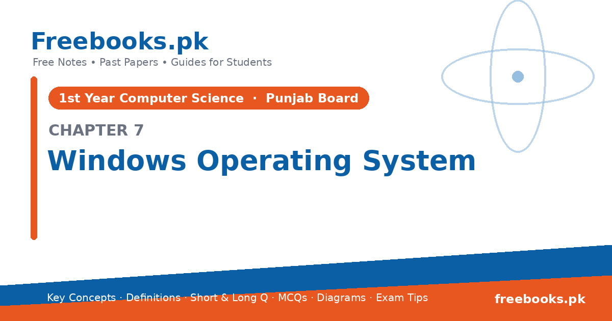 Computer Science 1st Year Chapter 7: Windows Operating System – Notes cover | Freebooks.pk