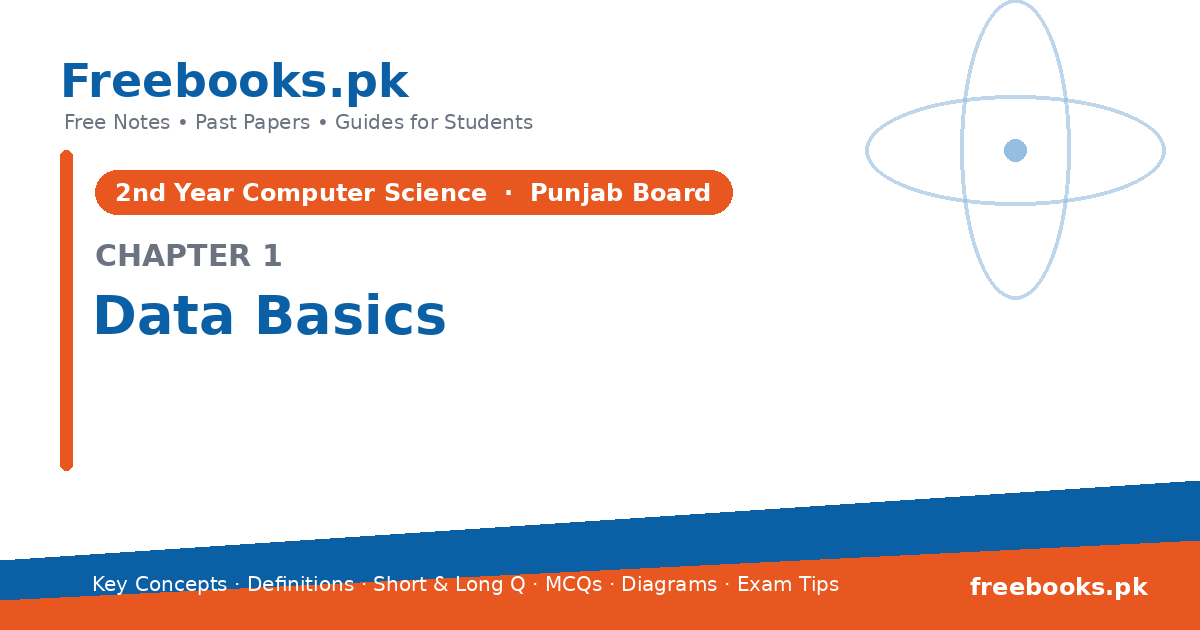 Computer Science 2nd Year Chapter 1: Data Basics – Notes cover | Freebooks.pk