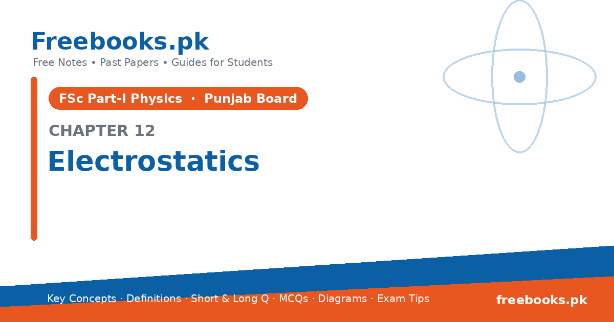 Physics 2nd Year Chapter 12: Electrostatics – Notes cover | Freebooks.pk