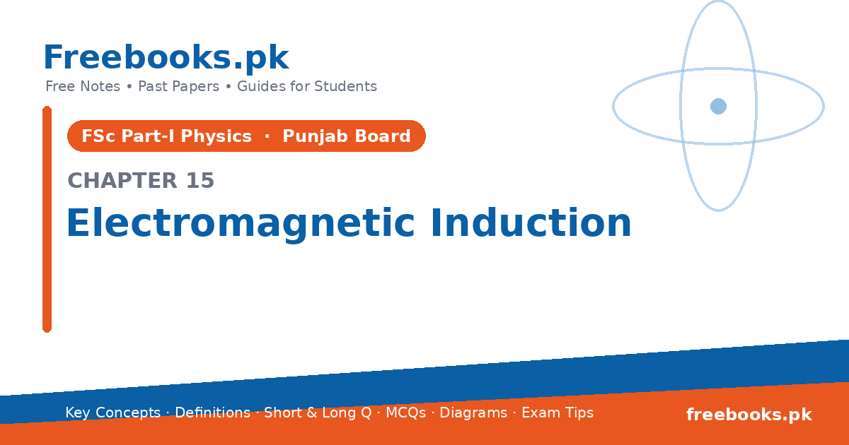 Physics 2nd Year Chapter 15: Electromagnetic Induction – Notes cover | Freebooks.pk