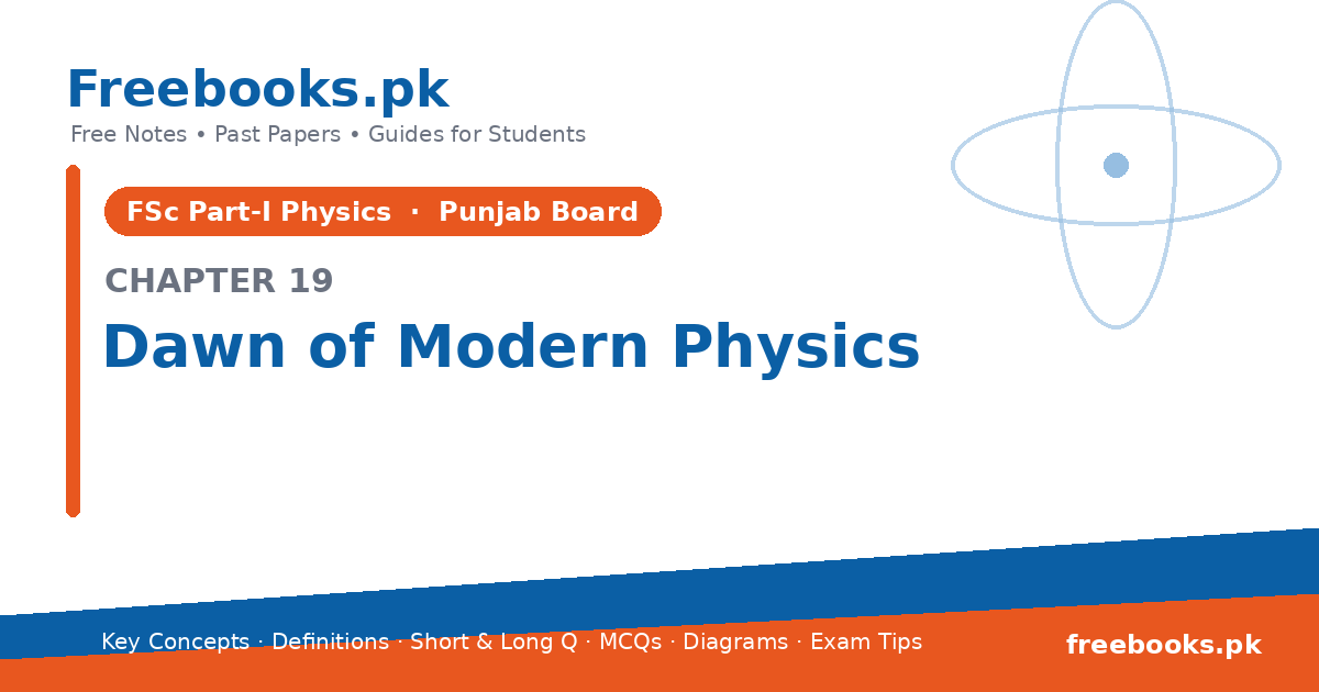 Physics 2nd Year Chapter 19: Dawn of Modern Physics – Notes cover | Freebooks.pk