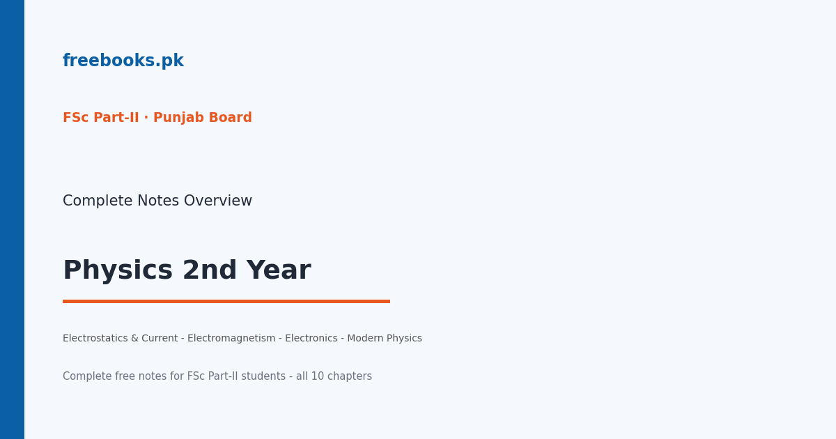 Physics 2nd Year Notes complete overview cover (FSc Part-II, Punjab Board) - Freebooks.pk