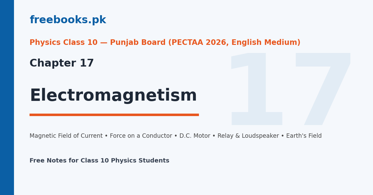 Physics Class 10 Chapter 17 Electromagnetism - Cover Image