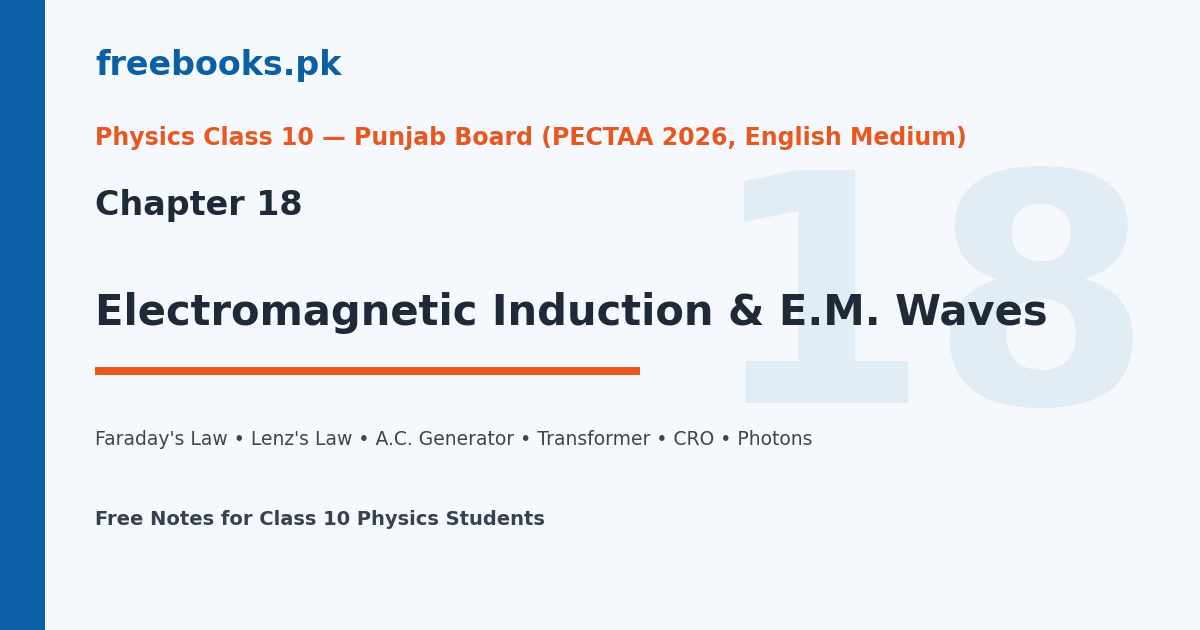 Physics Class 10 Chapter 18 Electromagnetic Induction and EM Waves - Cover Image