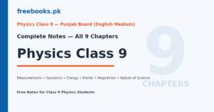 Physics Class 9 complete notes overview cover image, all 9 chapters