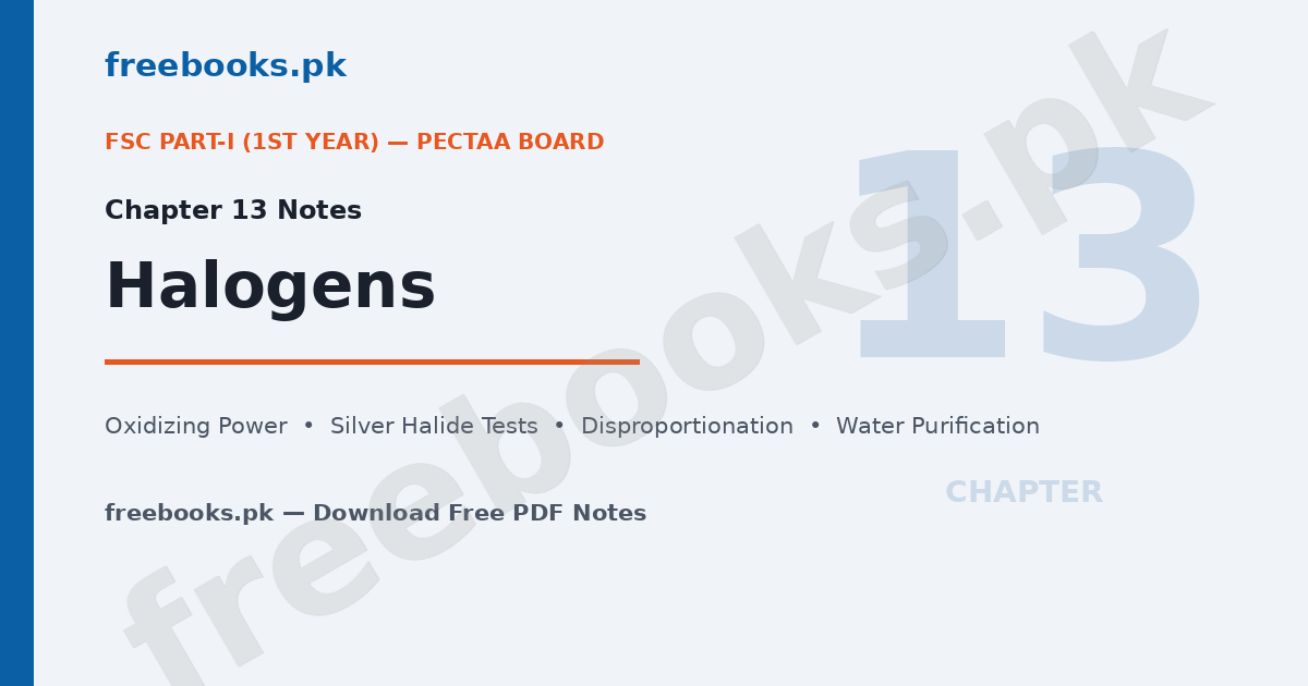 Chemistry Class 11 Chapter 13 Halogens Notes - FSc Part-I PECTAA Board