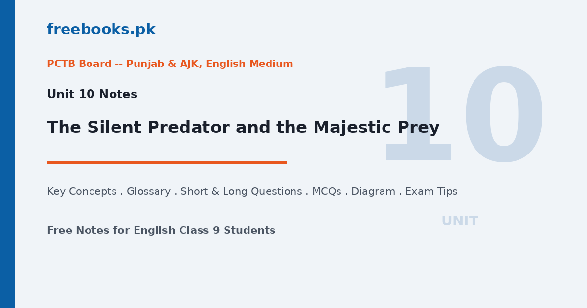 English Class 9 Unit 10 - The Silent Predator and the Majestic Prey notes featured image