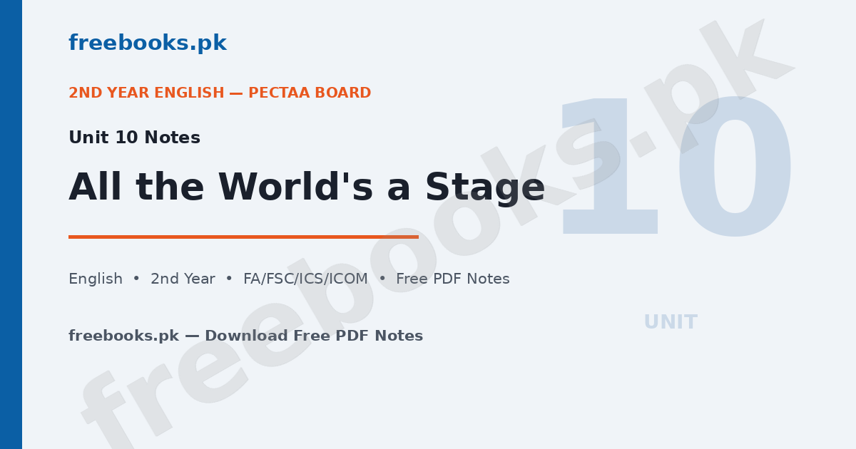 English Class 12 Unit 10 All the Worlds a Stage Notes - Freebooks.pk