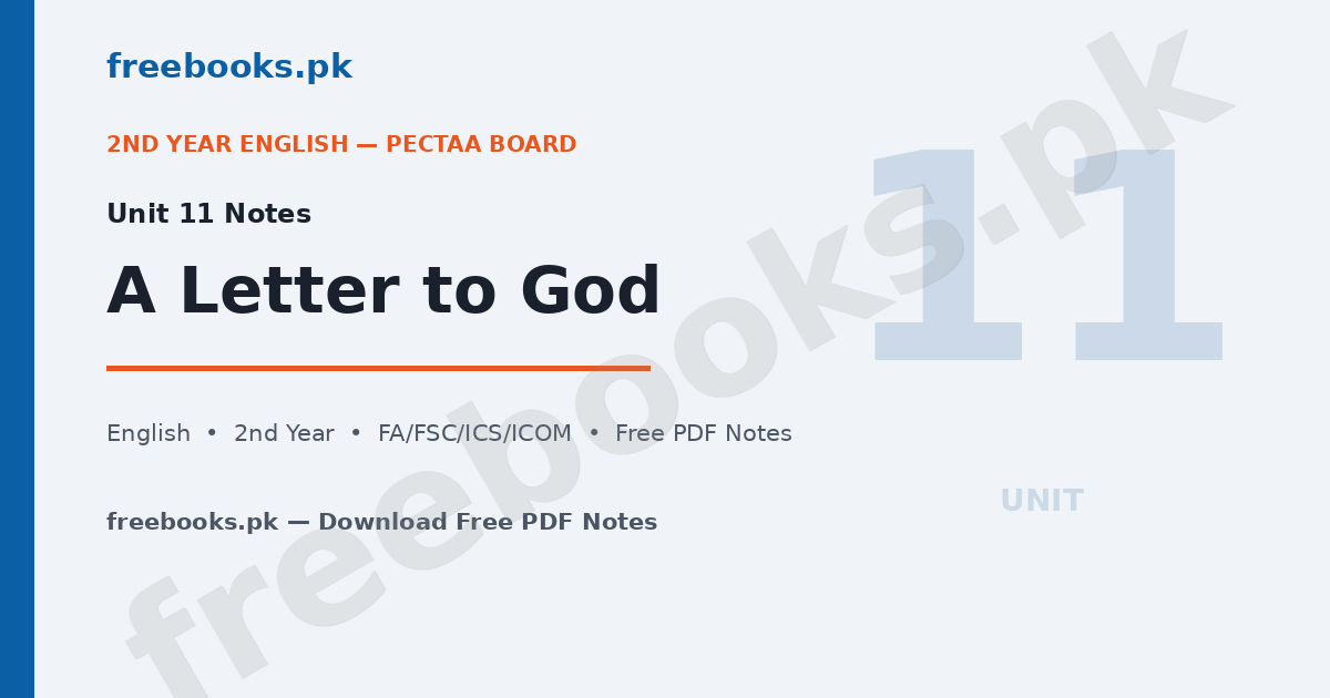 English Class 12 Unit 11 A Letter to God Notes - Freebooks.pk