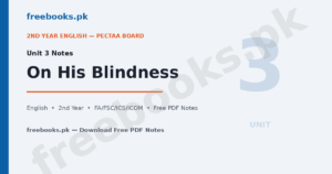 English Class 12 Unit 3 On His Blindness Notes - Freebooks.pk