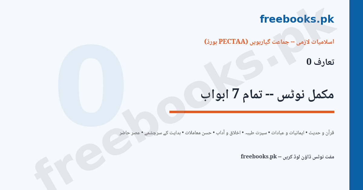 Islamiat Class 11 Complete Notes Featured Image