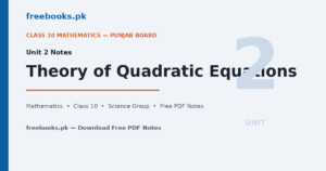 Mathematics Class 10 Unit 2: Theory of Quadratic Equations Notes 1
