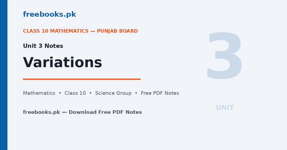 Mathematics Class 10 Unit 3: Variations Notes 1