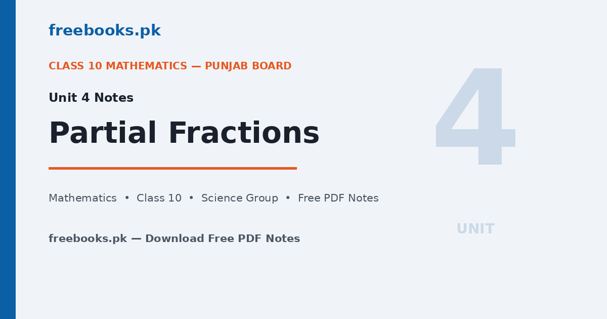 Mathematics Class 10 Unit 4: Partial Fractions Notes 1
