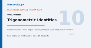 Mathematics Class 11 Unit 10 Trigonometric Identities Notes - Freebooks.pk