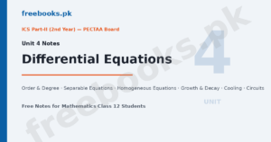 Mathematics Class 12 Unit 4 Differential Equations Notes -- Freebooks.pk featured image