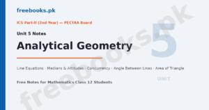 Mathematics Class 12 Unit 5 Analytical Geometry Notes -- Freebooks.pk featured image