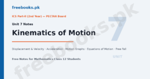 Mathematics Class 12 Unit 7 Kinematics of Motion Notes -- Freebooks.pk featured image