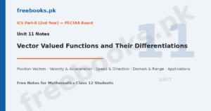 Mathematics Class 12 Unit 11 Vector Valued Functions and Their Differentiations Notes