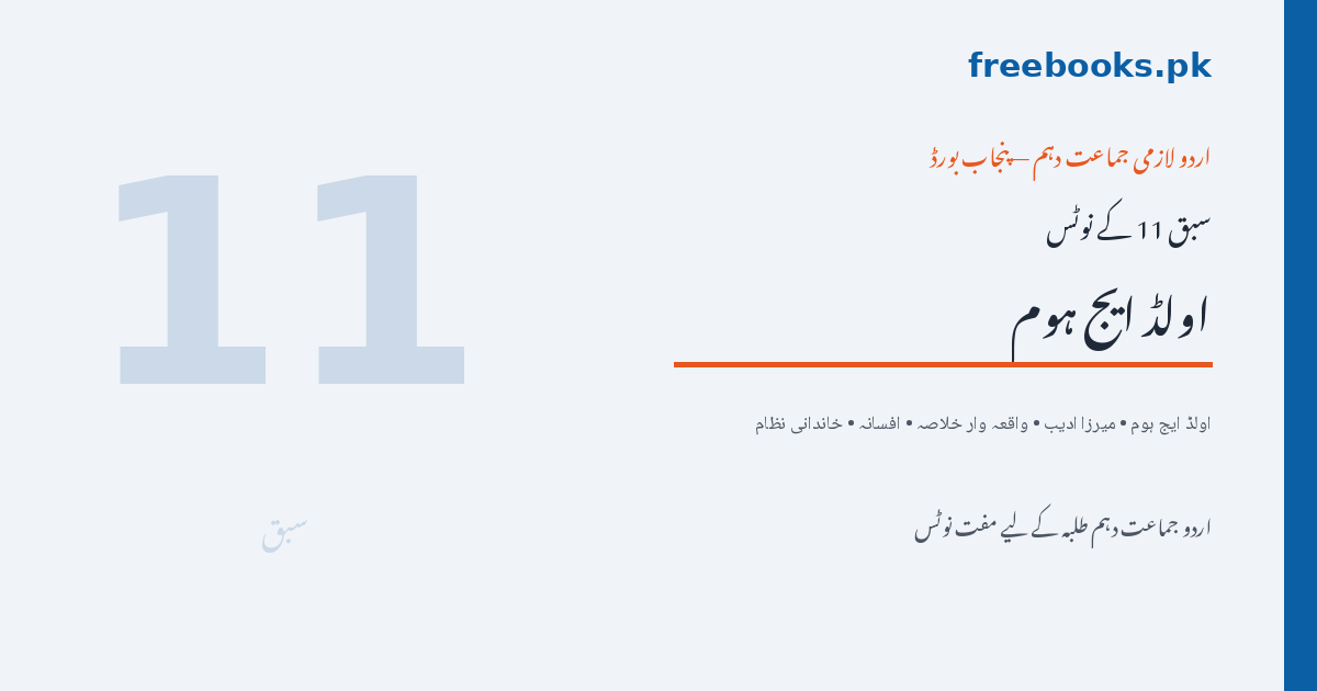 اولڈ ایج ہوم - میرزا ادیب - اردو جماعت دہم نوٹس