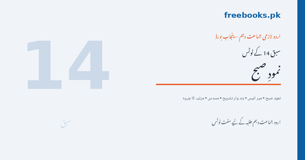 نمودِ صبح - میر انیس - اردو جماعت دہم نوٹس