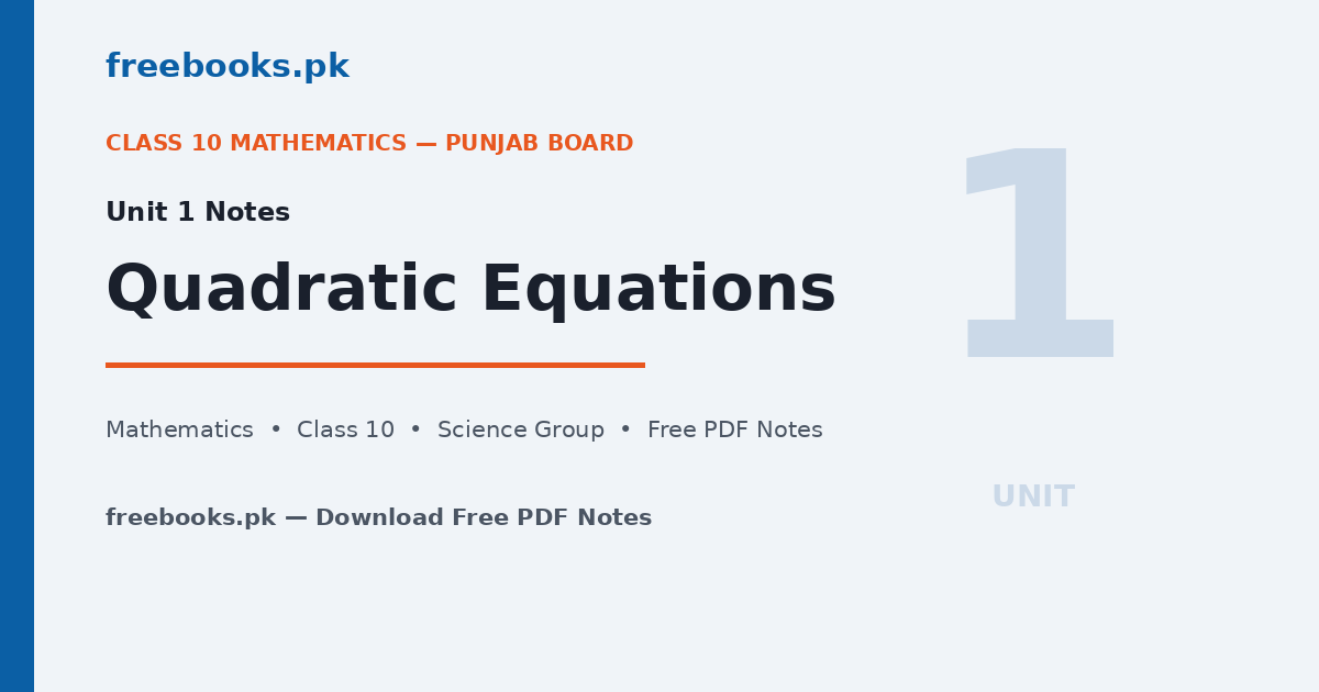 Mathematics Class 10 Unit 1 Quadratic Equations Notes