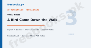 English Class 11 Unit 3: A Bird Came Down the Walk Notes 2