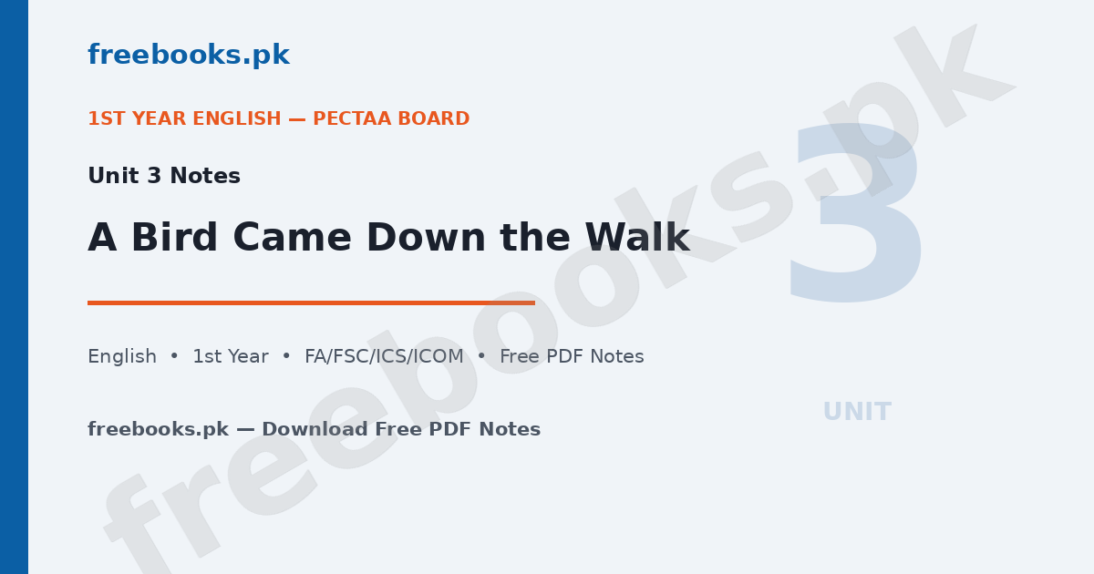 English Class 11 Unit 3: A Bird Came Down the Walk Notes 1