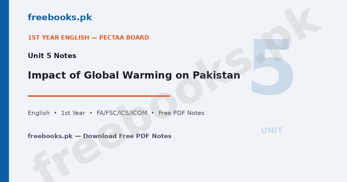 English Class 11 Unit 5: Impact of Global Warming on Pakistan Notes 1