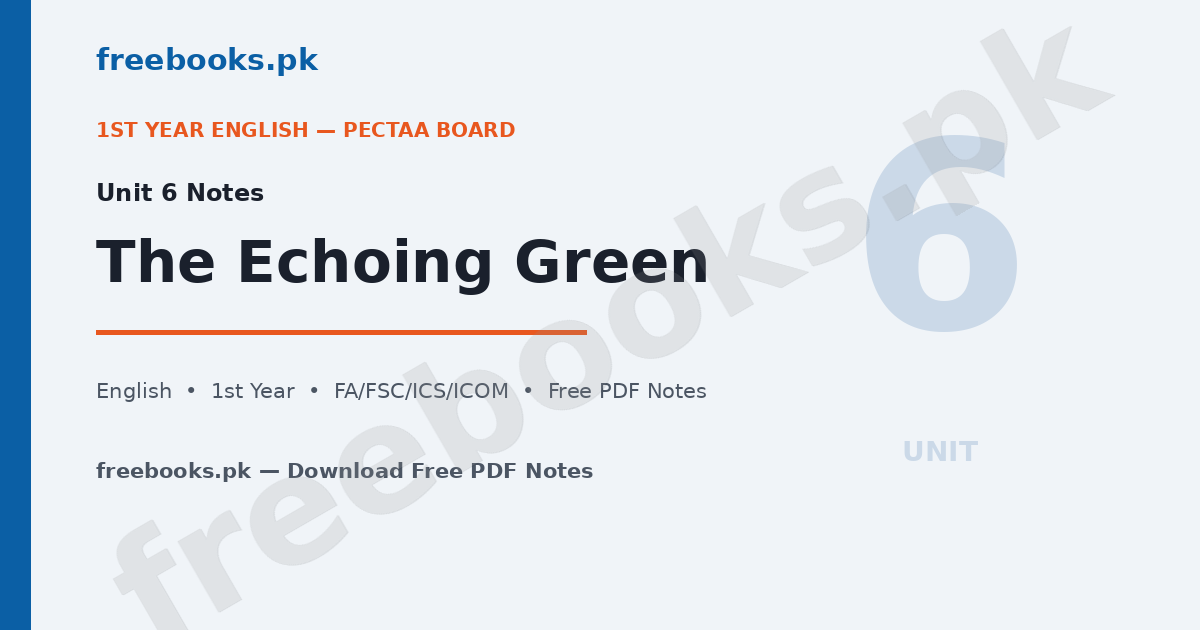 English Class 11 Unit 6: The Echoing Green Notes 1