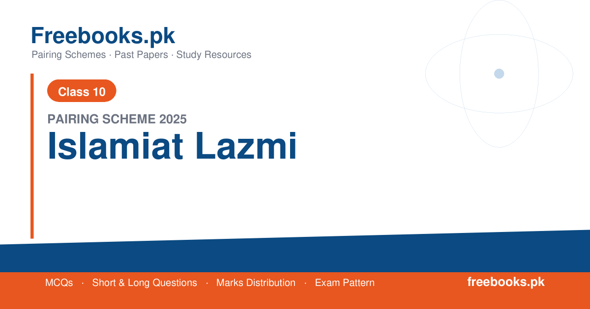 10th Class Islamiat Lazmi Pairing Scheme 2025 chart for Punjab Boards - freebooks.pk
