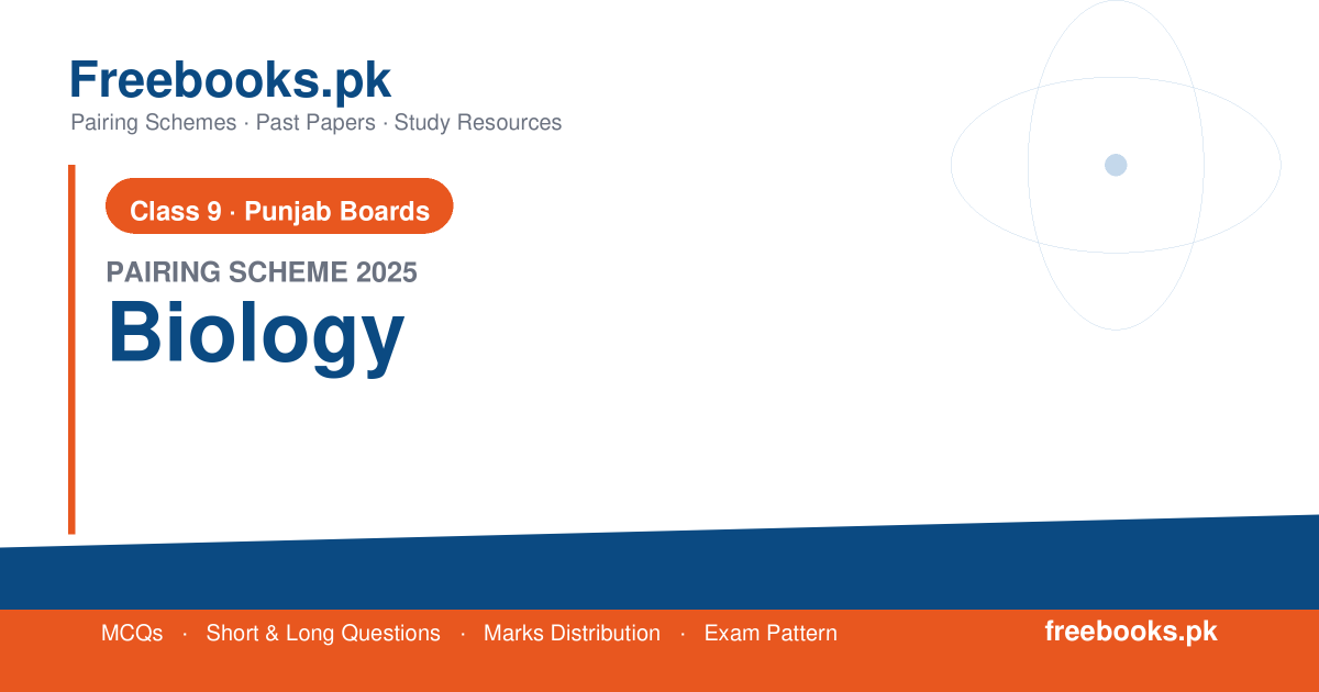Class 9 Biology Pairing Scheme 2025 for Punjab Boards - free PDF download from freebooks.pk