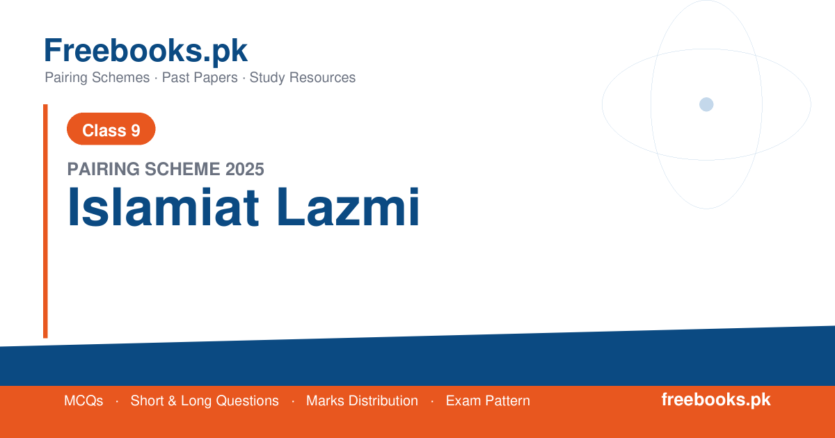 9th Class Islamiat Lazmi Pairing Scheme 2025 chart for Punjab Boards - freebooks.pk