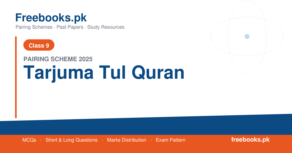 9th Class Tarjuma Tul Quran Pairing Scheme 2025 chart for Punjab Boards - freebooks.pk